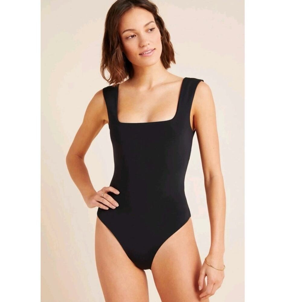 Mara Hoffman Persephone Mom Modest Minimalist One Piece Swimsuit Black XS